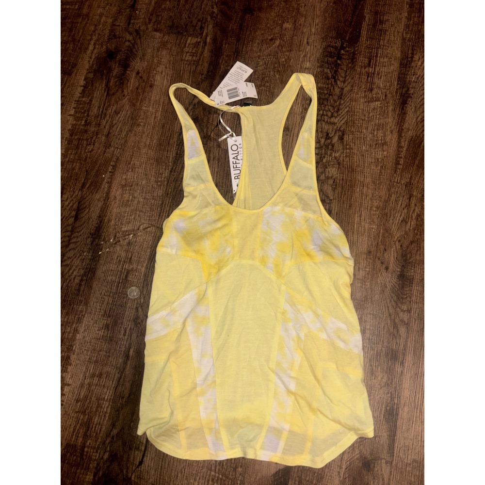 Buffalo David Bitton Estrelle Tank Top Yellow Tie Dye Racerback KT2257 Sorbet M